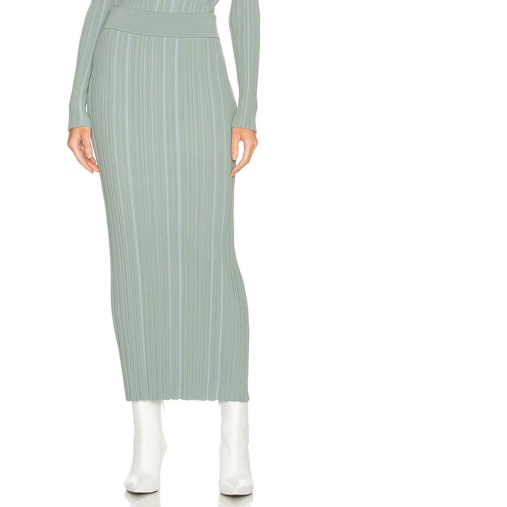 NEW Size 8/S Ena Pelly Compact Rib Knit Midi Skirt in Moss REVOLVE MSRP $240